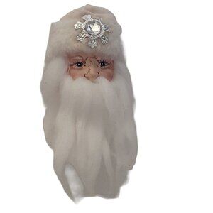 Old Fashioned White Beaded Santa Head Ornament